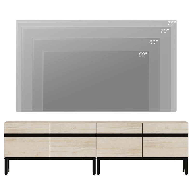 WAMPAT Modern TV Stand with Storage Cabinets, Wood Entertainment Center Media Console Table with Metal Legs for Living Room