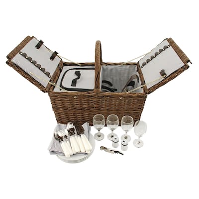 Cape Cod Wicker Picnic Basket by Twine - 15.5" x 19.25"