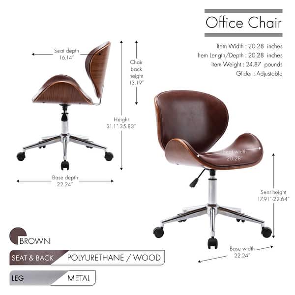 dimension image slide 2 of 3, Porthos Home Sedona Adjustable Office Chair