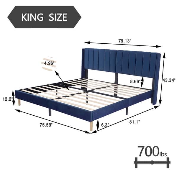 dimension image slide 8 of 34, Alazyhome Upholstered Platform Bed Frame