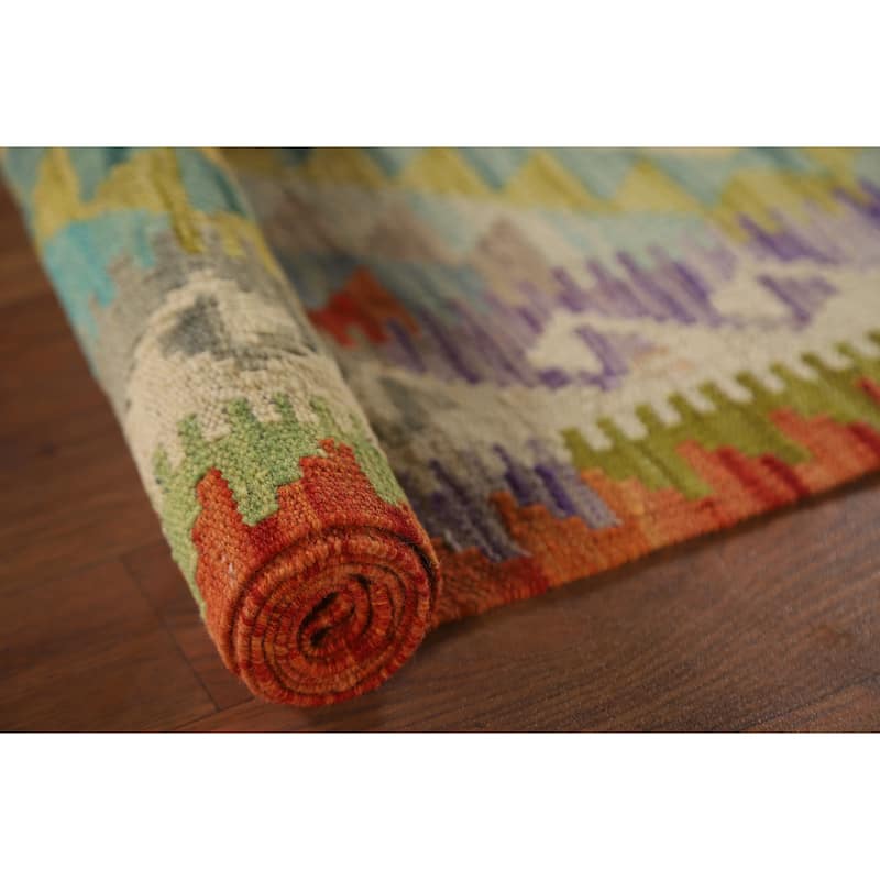 Southwestern Kilim Rug Flatweave Geometric Wool Carpet - 3'4"x 5'0"