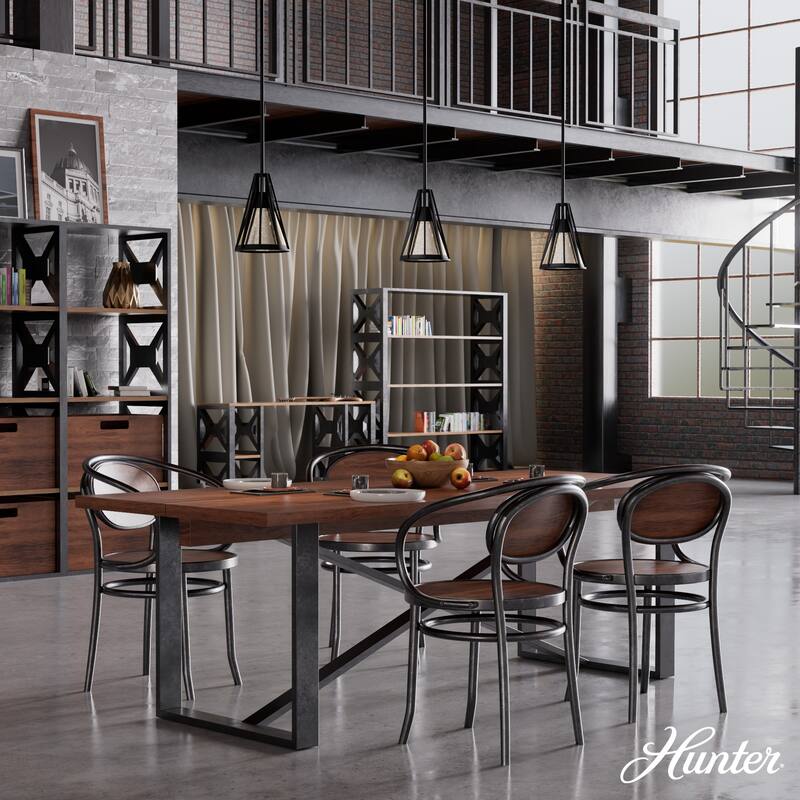 Hunter Rafner Pendant with Mercury Glass, Geometric, Industrial, Craftsman, Kitchen, Dining Room, Entry, Kitchen Island