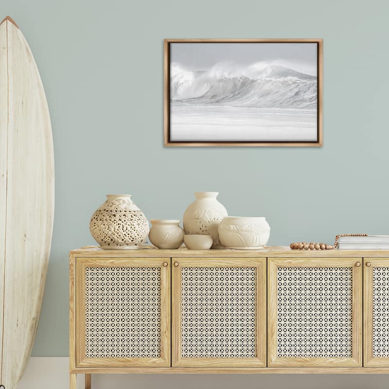 Stupell Cresting Beach Wave Framed Floater Canvas Wall Art Design By Maggie Olsen