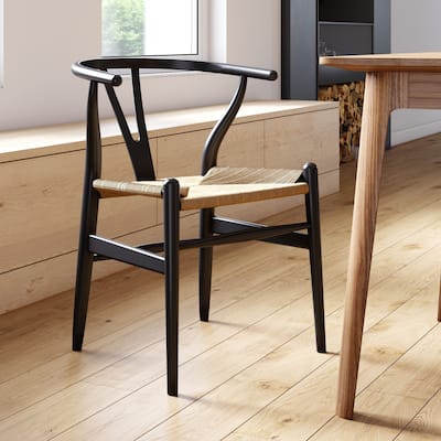 Albany-2 - Black - Natural Papercord Seat (Set of 2)