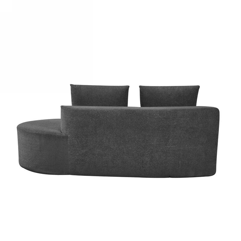 116" Pearl Upholstery Curved Sectional Sofa with Chaise Lounge, High-Density Compressed Sponge Design