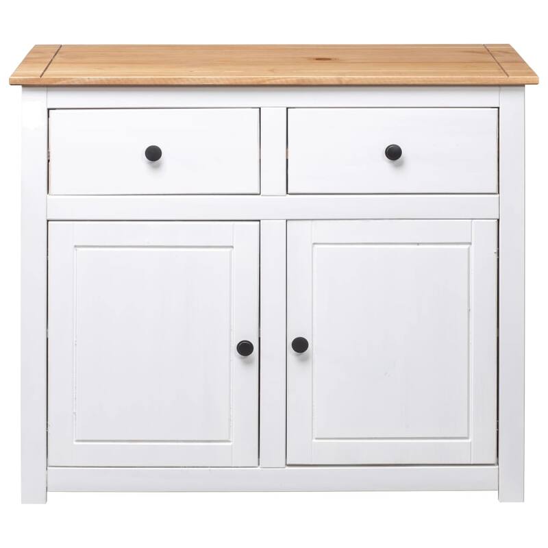 vidaXL Sideboard 2-Drawer Cupboard Sideboard Buffet Cabinet Solid Pinewood - 36.6" x 15.7" x 31.5"