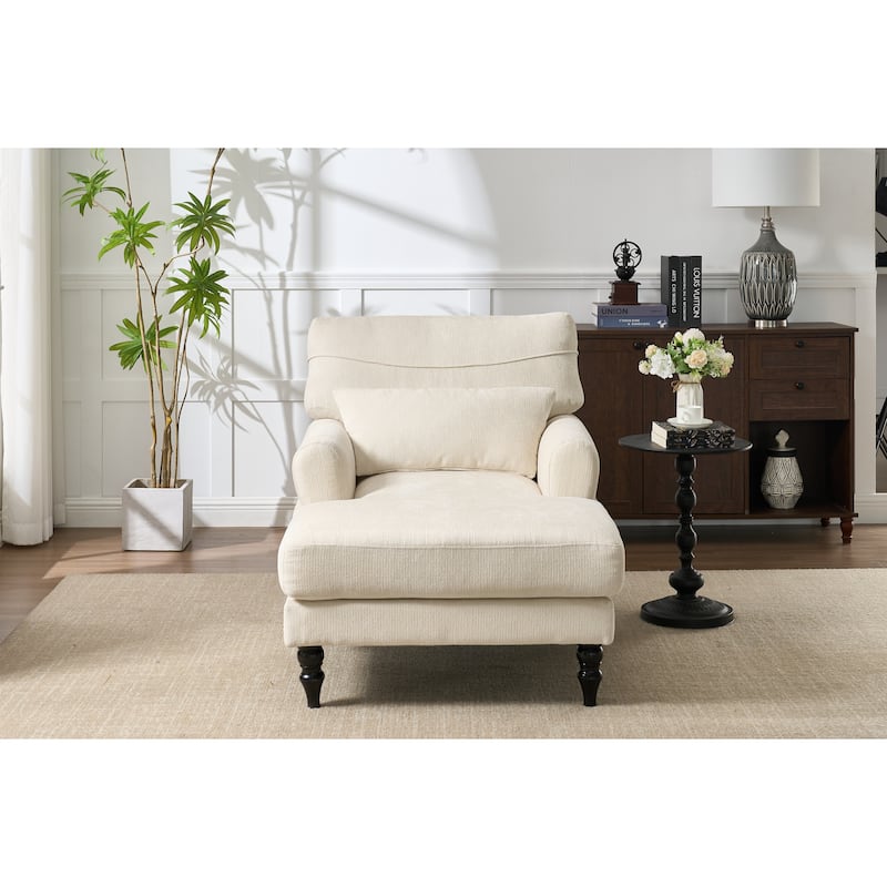 Modern Chaise Lounge Upholstered Indoor Leisure Sofa Recliner White Office Chair Sleeper for Living Room