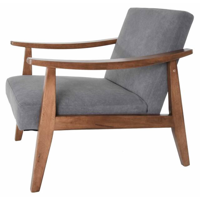 Zenvida Mid Century Modern Accent Armchair Solid Hardwood Upholstered