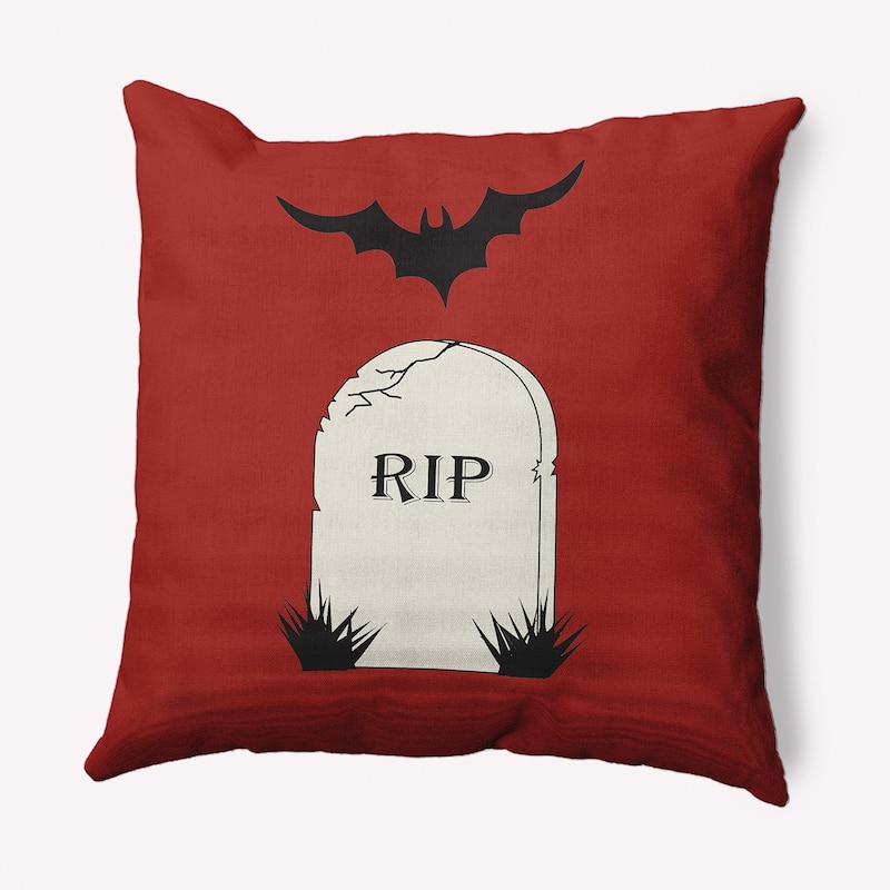 RIP Halloween Indoor/Outdoor Throw Pillow - 20" x 20" - Maple Red