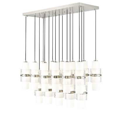 Cayden 17 Light Linear Chandelier in Brushed Nickel - Brushed Nickel