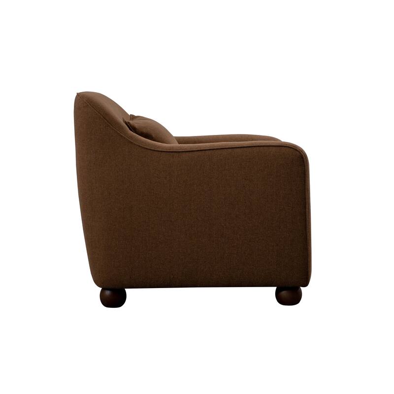 NADAAL STUDIOS Caelanor Accent Chair, Curved Back with Lumbar Cushion in C0 Performance Fabric, Rust