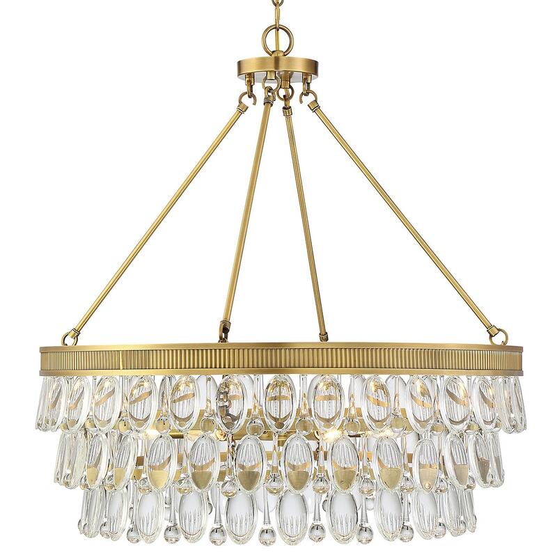 Savoy House Windham 6 Light 28" Wide Crystal Chandelier - Warm Brass