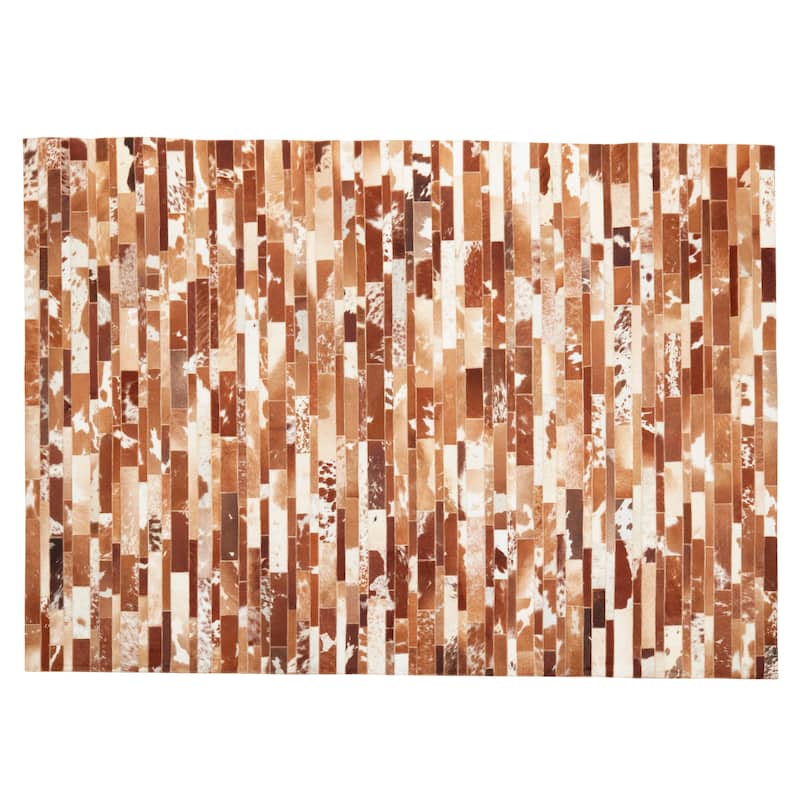 Hair On Leather Design Area Rug - 6' x 7'