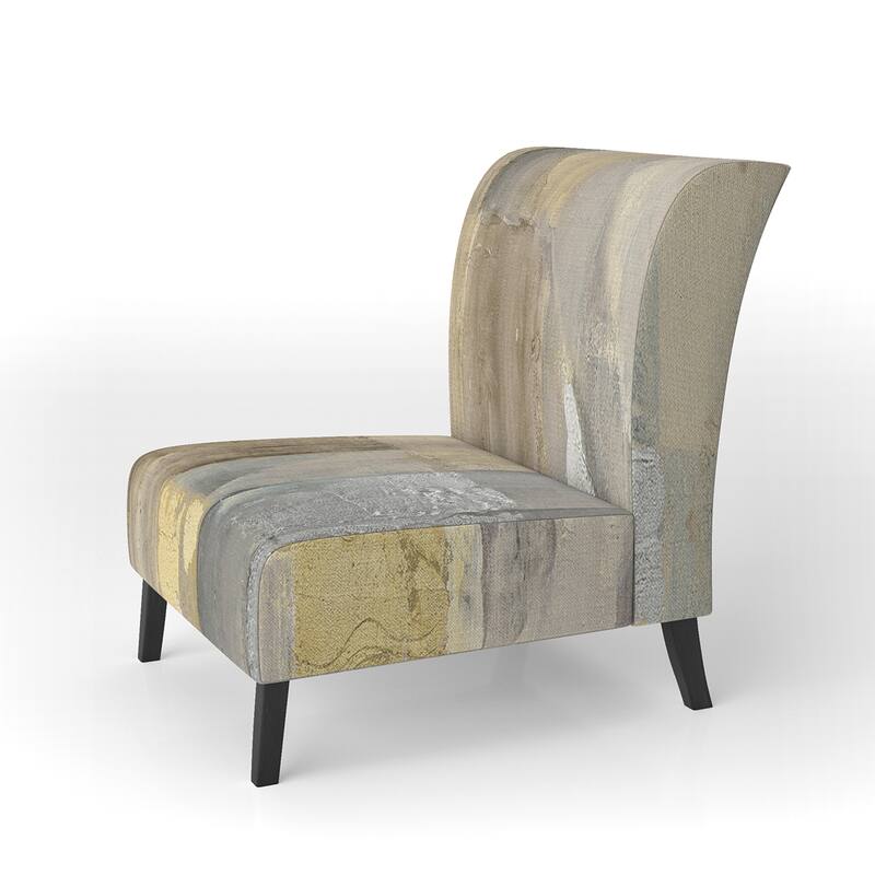 Designart "Gold Square Watercolor" Upholstered Glam Accent Chair - Arm Chair - Slipper Chair