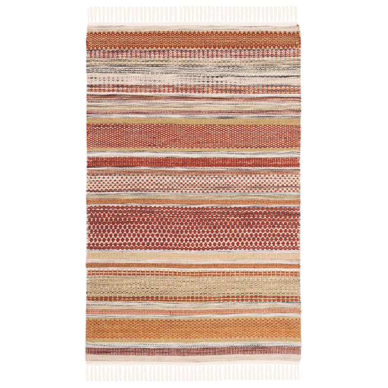SAFAVIEH Handmade Striped Kilim Karissa Stripe Wool Rug with - 2'6" x 4' - Beige