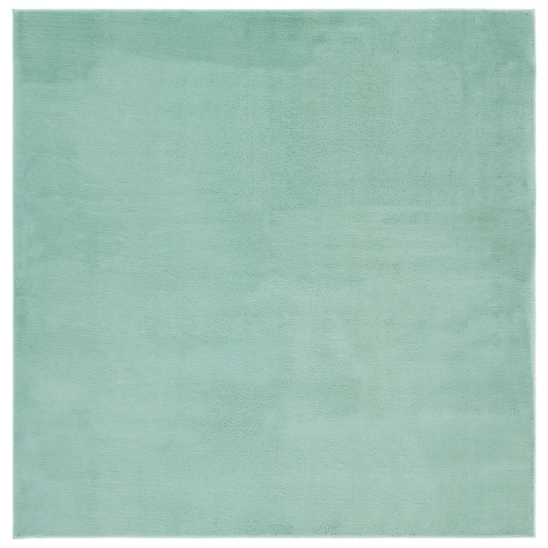SAFAVIEH Faux Rabbit Fur Vezia Machine Washable Slip Resistant Nanami - 6' x 6' Square - Sage - Square