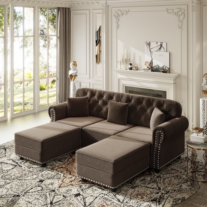 Mid-Century Modern Chesterfield Sofa with Button Tufted