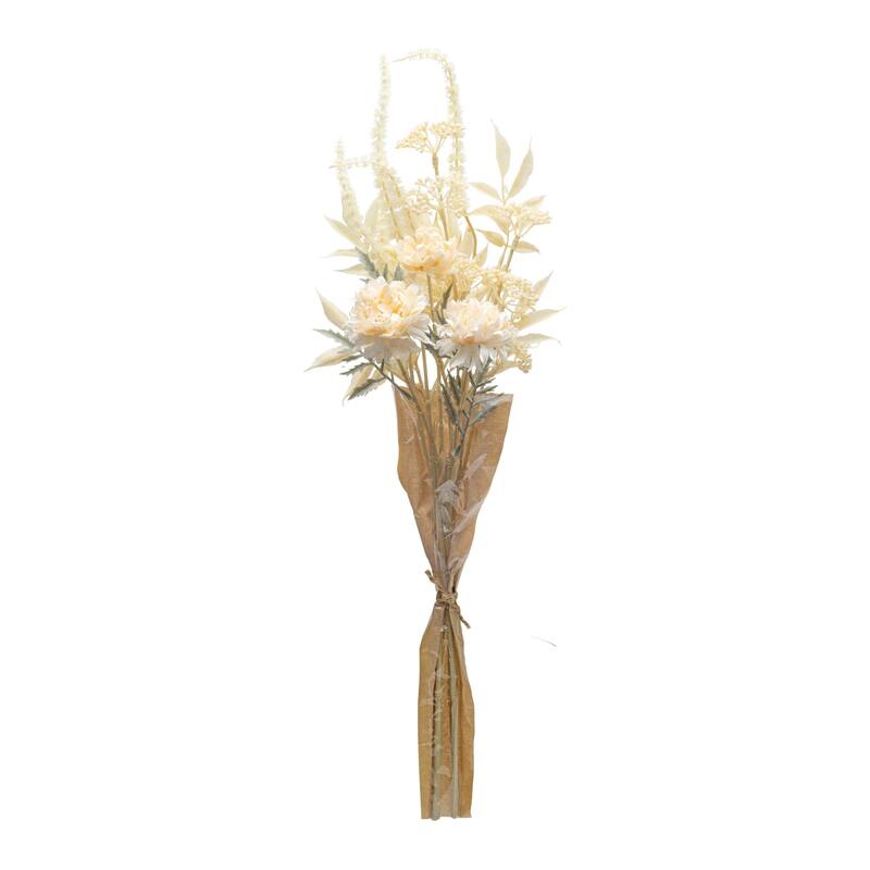 Bleached Zinnia Artificial Floral Bouquet - 29.5" - Set of 2