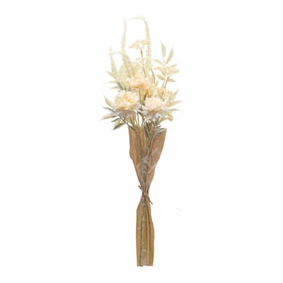 Bleached Zinnia Artificial Floral Bouquet - 29.5" - Set of 2