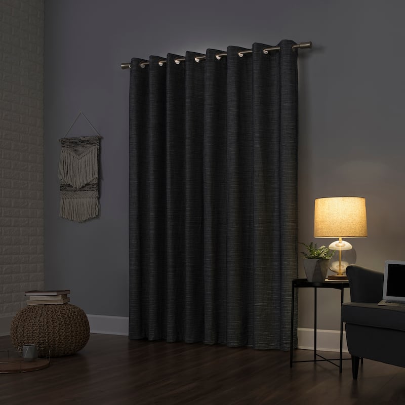 Sun Zero Kline Burlap Weave Thermal Extreme Total Blackout Grommet Curtain Panel, Single Panel