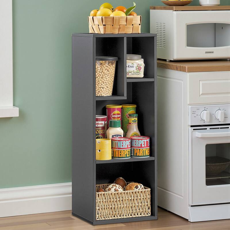 Javlergo Set of 2 Modern 4-Tier Bookshelves Asymmetric Storage Shelf Horizontal or Vertical Bookcase for Living Room Bedroom