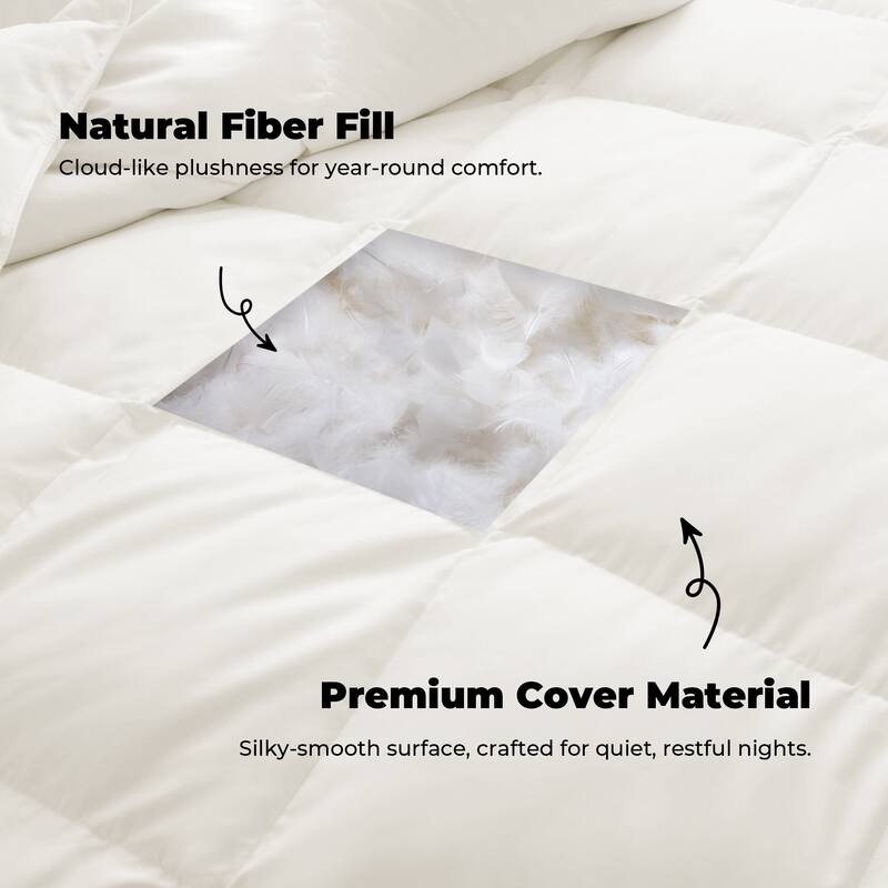 All Season Lightweight & Medium Weight White Goose Feather Down Comforter Duvet Insert