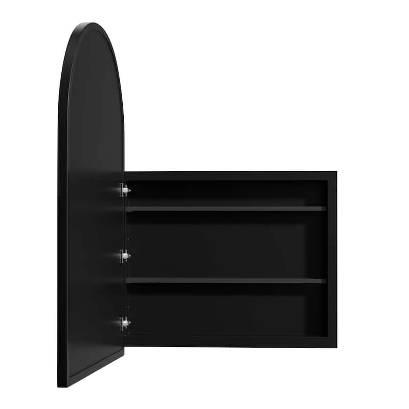 Arched Bathroom Medicine Cabinet with Mirror Wooden Framed Wall Mounted Recessed Cabinets for Bathroom Vanity