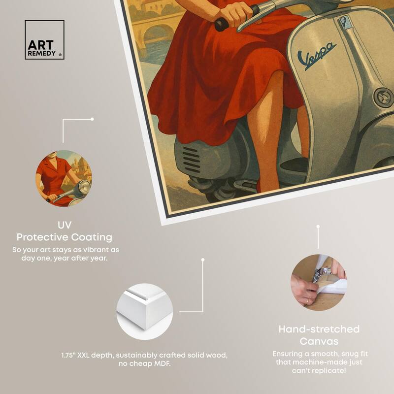 Scooter Italian Travel Canvas by Art Remedy