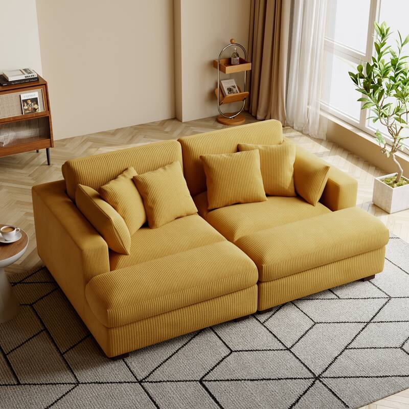 Navaeh Corduroy Modular Sectional Sofa Large Couch Sleeper Chaise