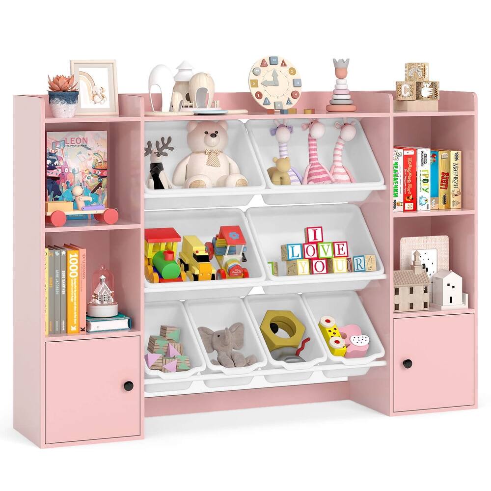 Costway Kids Toy Storage and Bookshelf with 8 Boxes Open Shelves & 2 - See Details