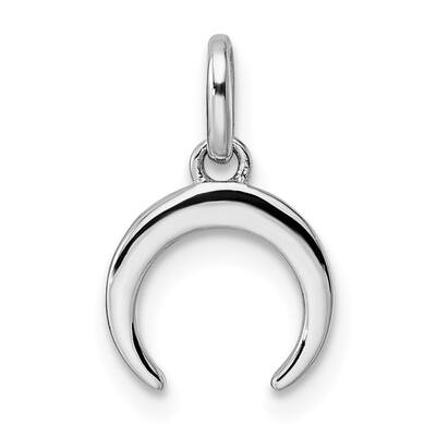 925 Sterling Silver Rhodium-plated Moon Pendant (L-15.15mm, W-9.5mm)