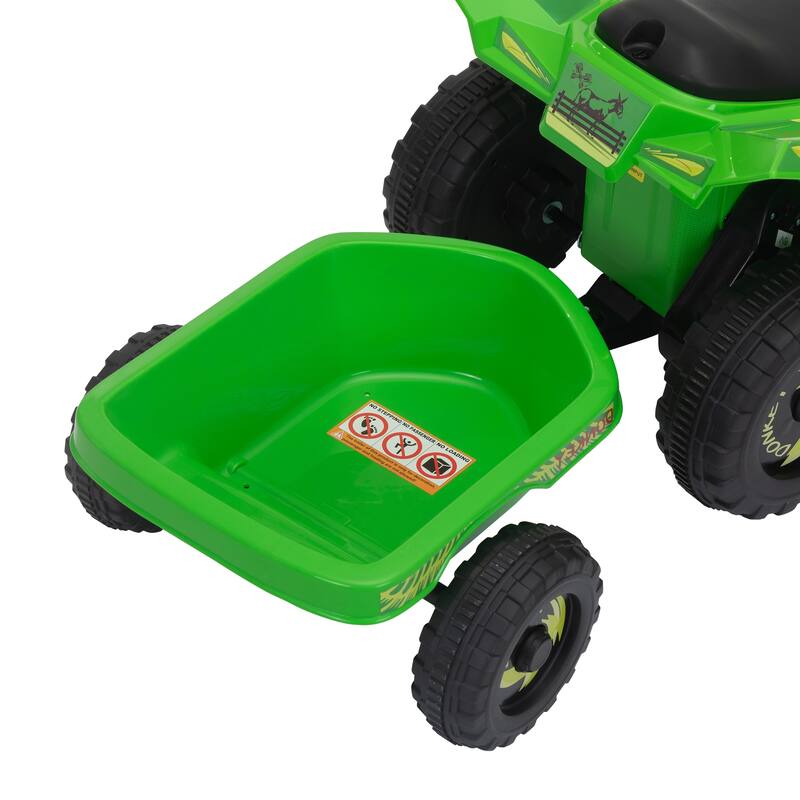 6V Electric ATV Ride-On Car for Kids, Bluetooth, Music, Trailer, Power Display, 1.9-3.7 MPH, White