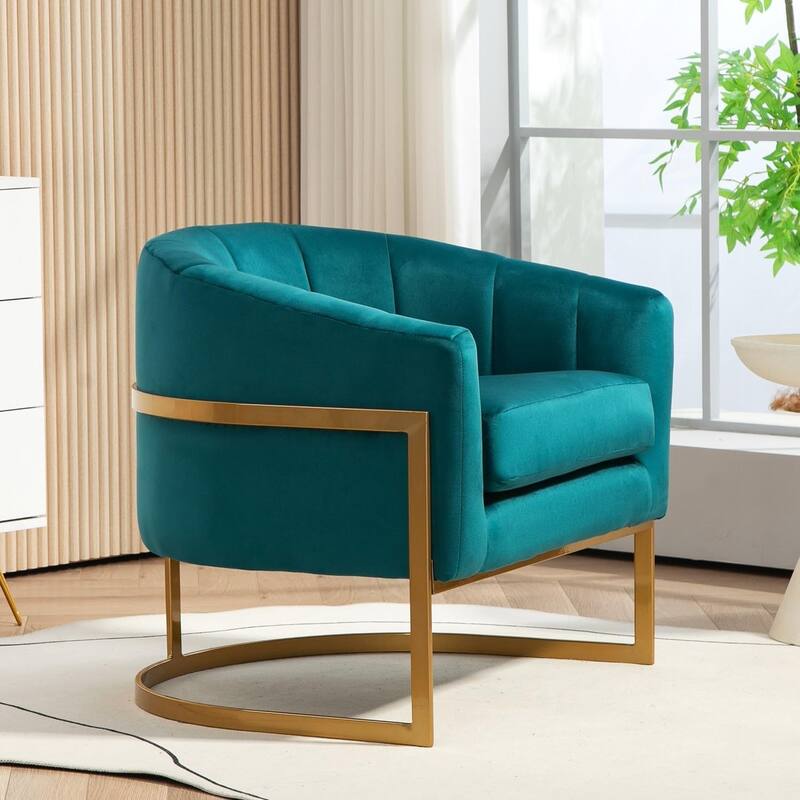 US Pride Furniture Modern Accent Armchair Luxury Gold Frame and Multi-colored Velvet Material Infuse Elegant Flair