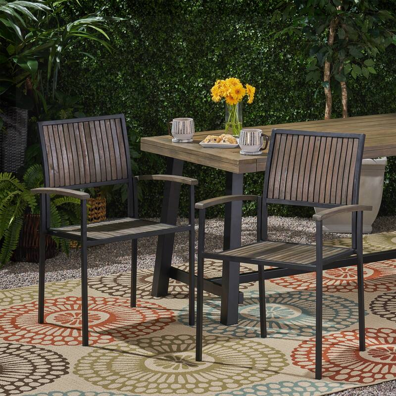 Industrial Chic Dining Chairs Set of 2 - Grey