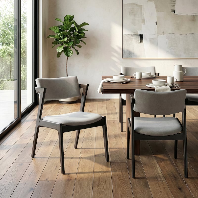 Set of 2 Auden Retro Modern Black Wood Wing Chair