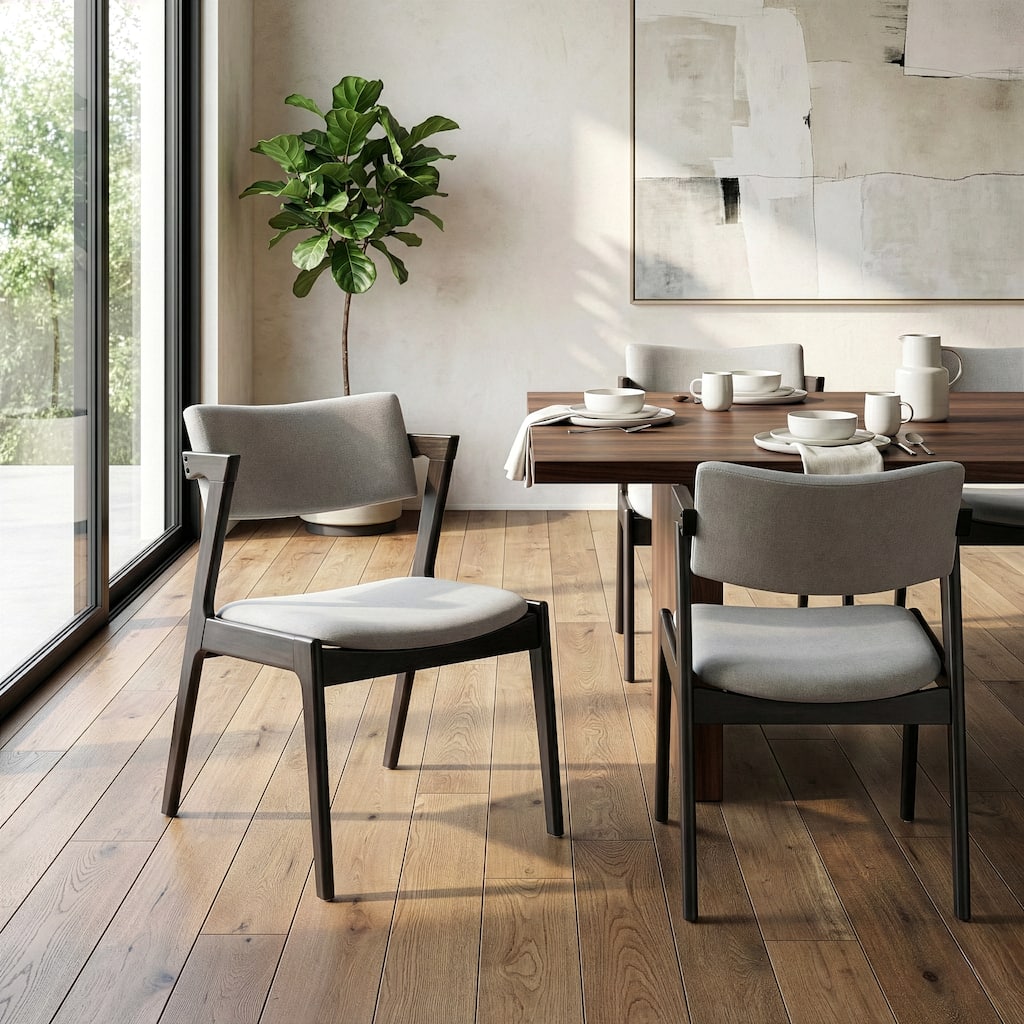 Set of 2 Auden Retro Modern Black Wood Wing Chair