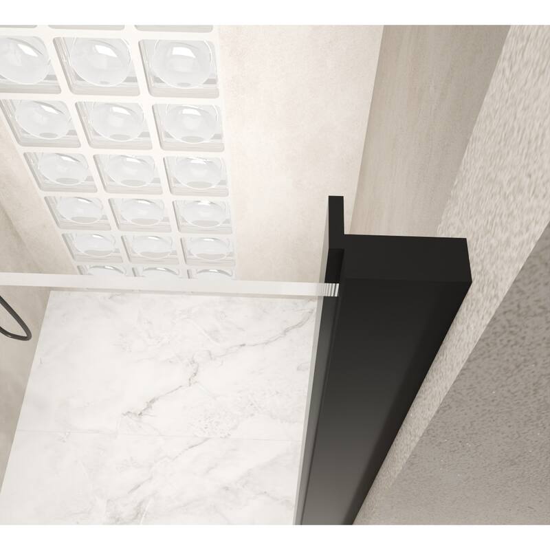 Pivot Semi-Frameless Shower Door in Matte Black Finish
