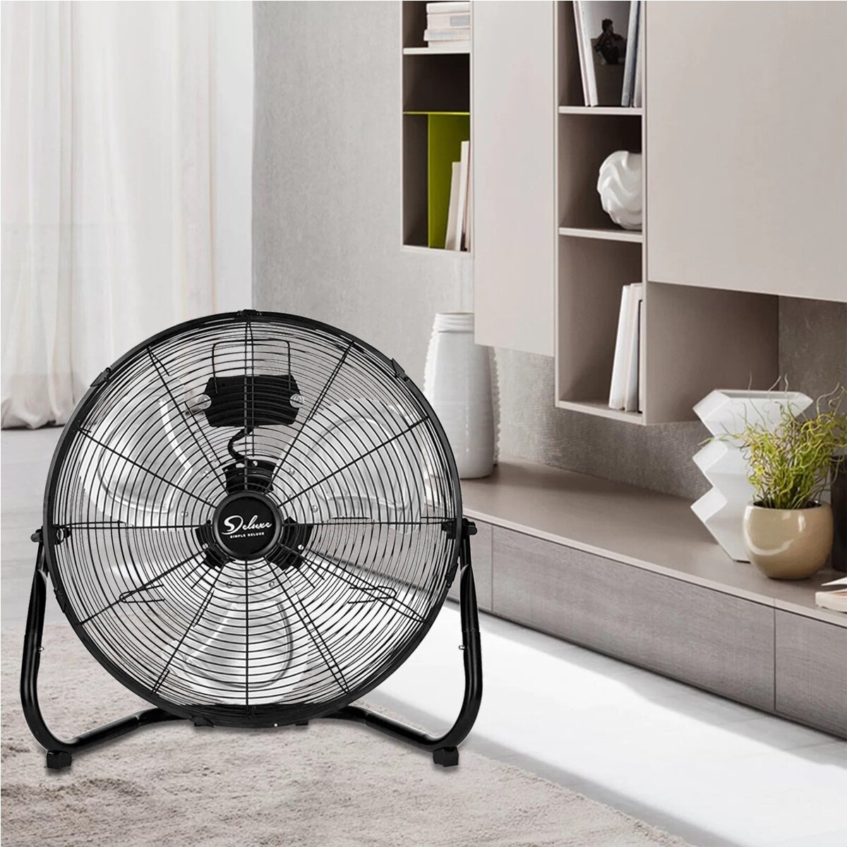20 in.H Quiet Black 3 Speed 4 650 CFM Heavy Duty Metal Floor Fans
