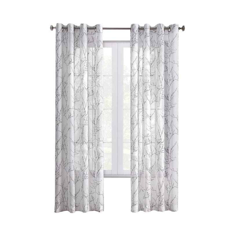 Liberty Printed Faux Linen Grommet Curtain Panel by Habitat - 52" x 95" - White