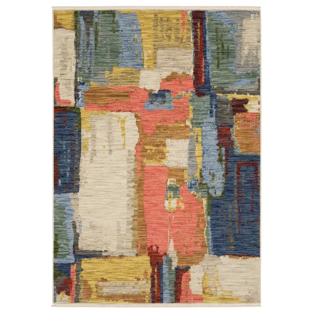 Style Haven Shiloh Painted Abstract Multi/Salmon Wool Blend Area Rug