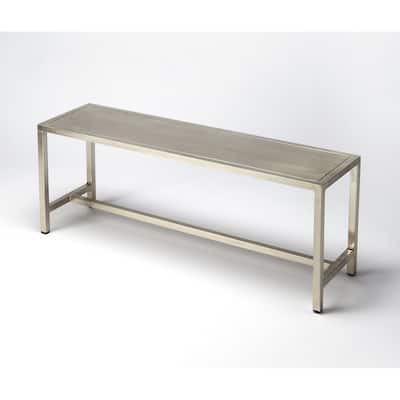 HomeRoots 44" Silver Iron Bench - 43.5
