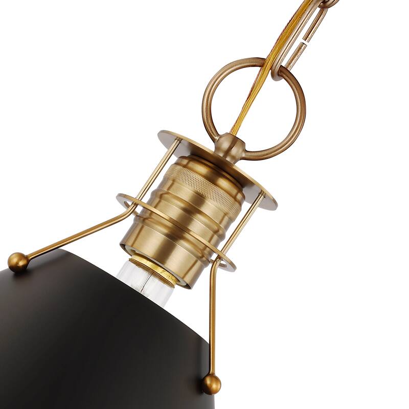 Outpost 1 Light Medium Pendant Matte Black with Burnished Brass