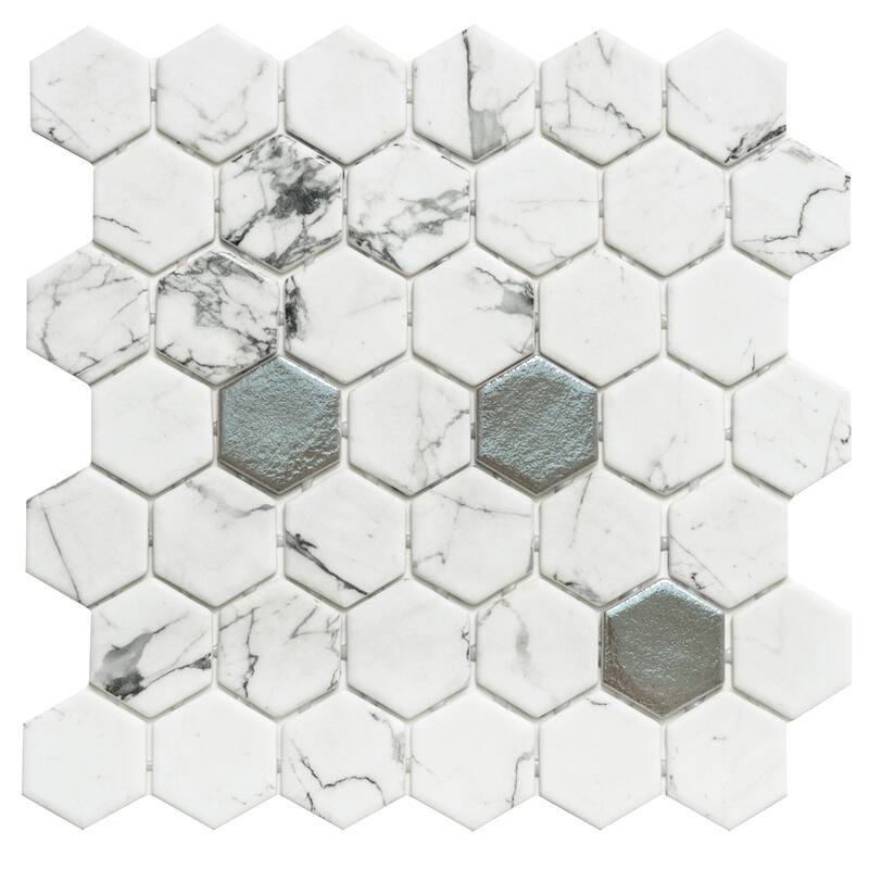 Eterna Hex 2x2 Glass Hexagon Mosaic Tile - Floor, Wall, Backsplash