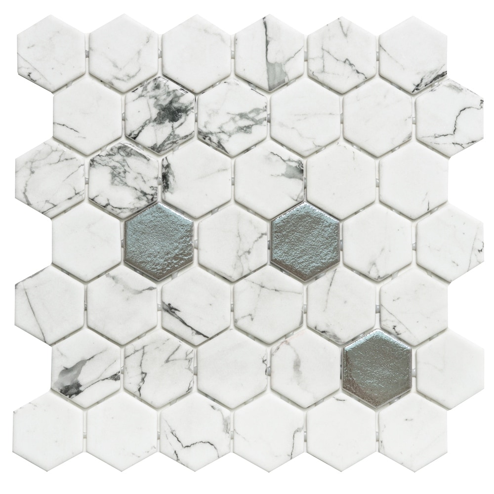 Sample The Tile Life Eterna Big Hex Recycled 2x2 Glass Matte Mosaic Wall & Floor Tile
