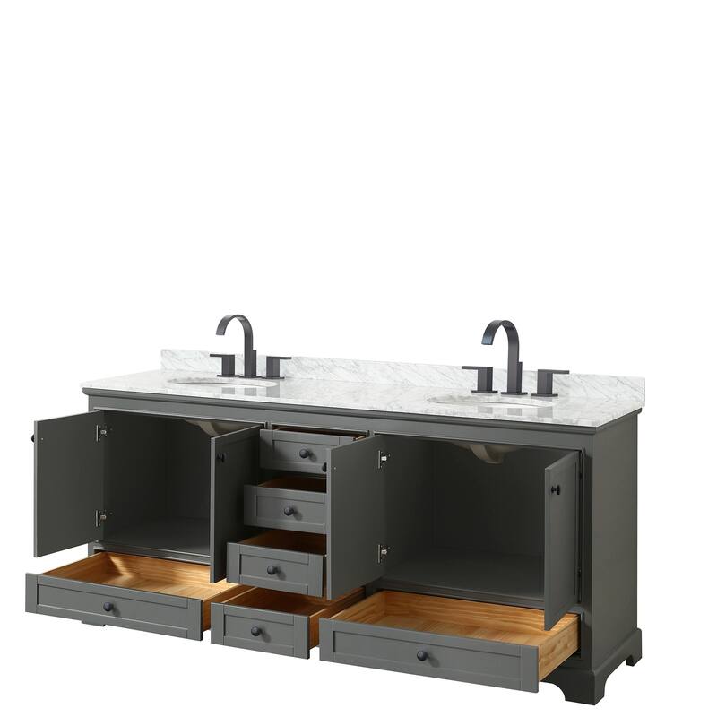 Deborah 80-inch Dark Gray Double Vanity, Oval Sinks, No Mirrors
