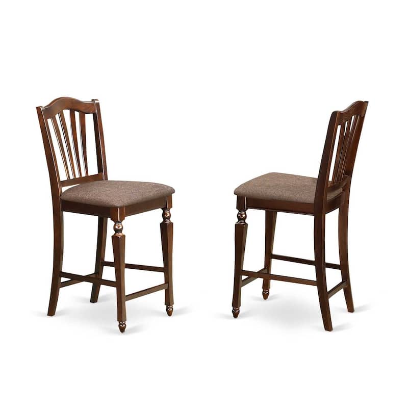 Kitchen Dinette Set - 3 Piece Table & Chair Set - Round Pedestal Table - Dark Mahogany Finish