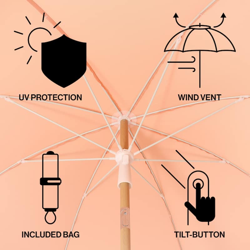 Horizon 6.5ft. Beach Umbrella with Tilt, Wind Vent, UV Protection, and Carry Bag