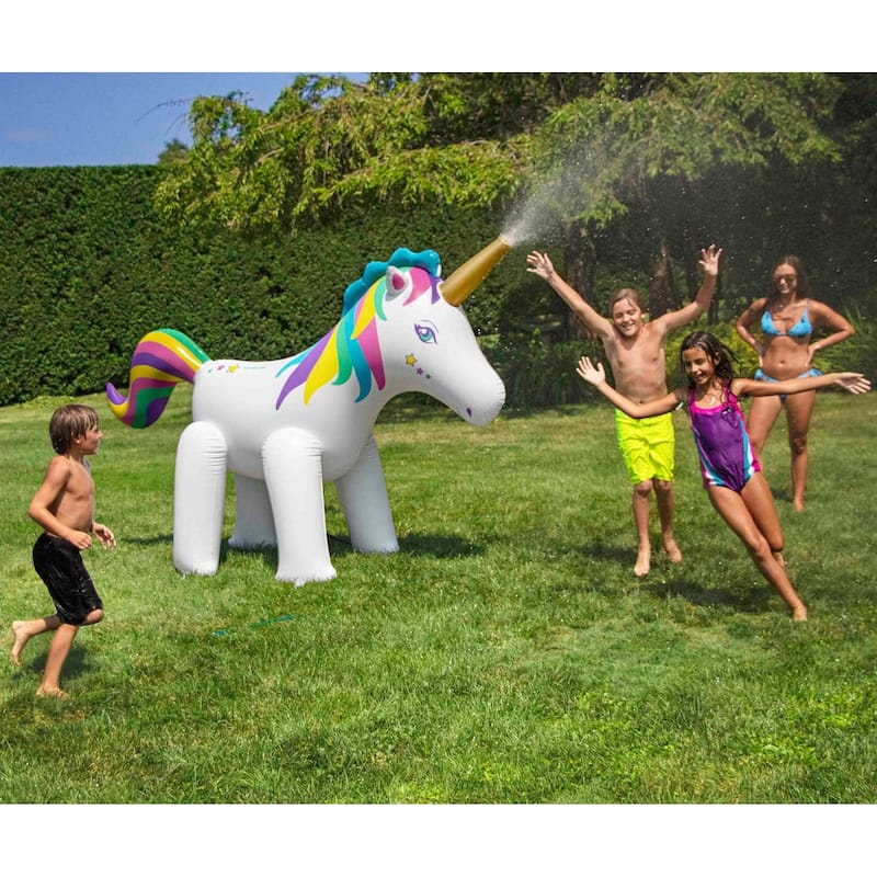 Rainbow Unicorn Outdoor Inflatable Lawn Sprinkler - 6'