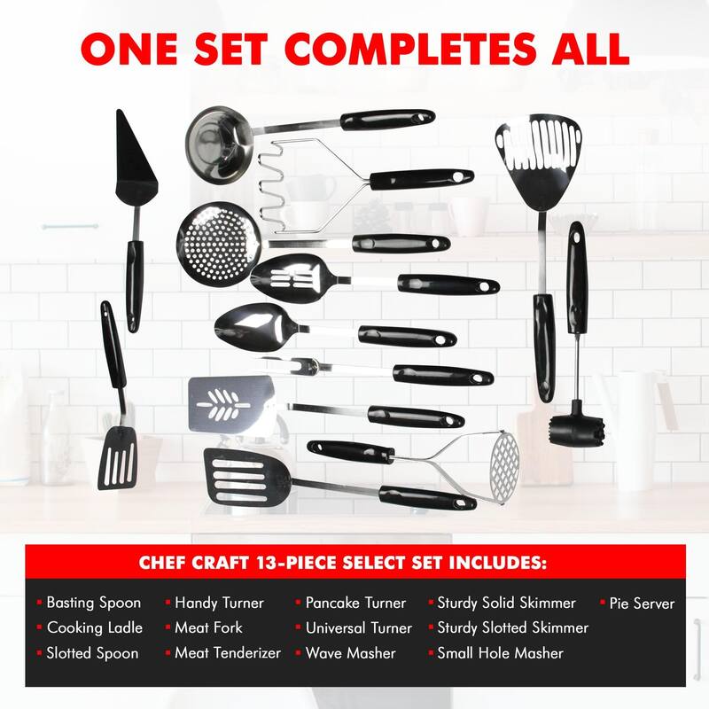 Chef Craft Select 13-Piece Select Stainless Steel Kitchen Tool and Utensil Set
