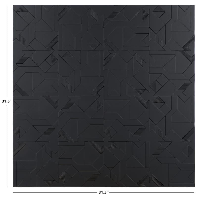 SAFAVIEH Home Emery 31.5-inch Black MDF Wall Decor - 31.5"W x 1.7"D x 31.5"H